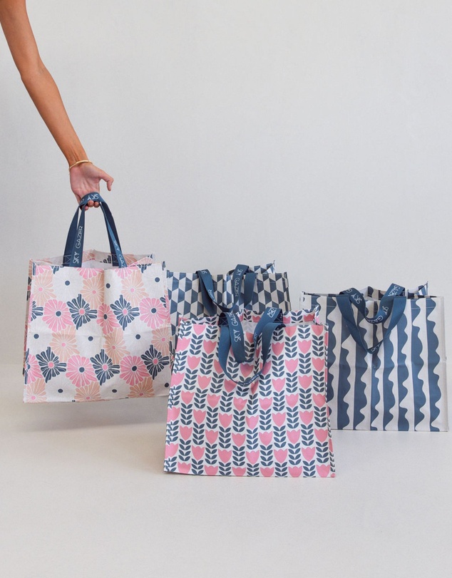 Sky Gazer - Multi-Use Reusable Bags (Pack of 4)- Navy & Pink