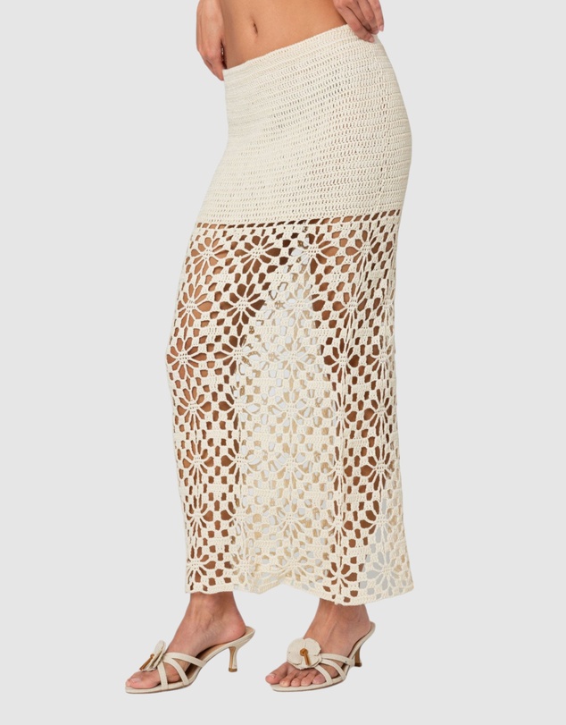 EDIKTED - Ida Back Slit Crochet Maxi Skirt