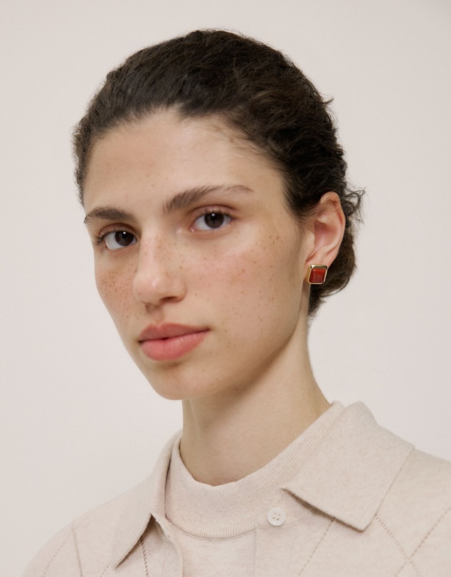 Trenery - Nerina Jasper Stud Earrings in Gold