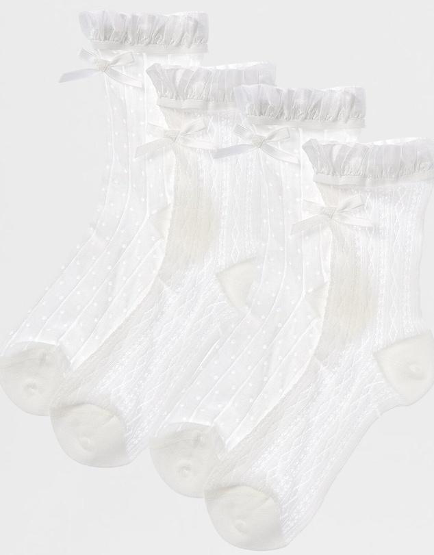 High Heel Jungle - The Coquette Sheer Ribbon Socks - 2 Pairs