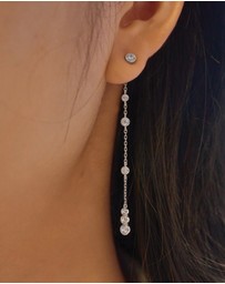 Ania Haie - Silver Cascade Station Drop Stud Earrings