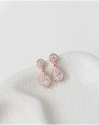 The White Collection - Sophie - Classic Double Teardrop Rose Gold Bridal Earrings