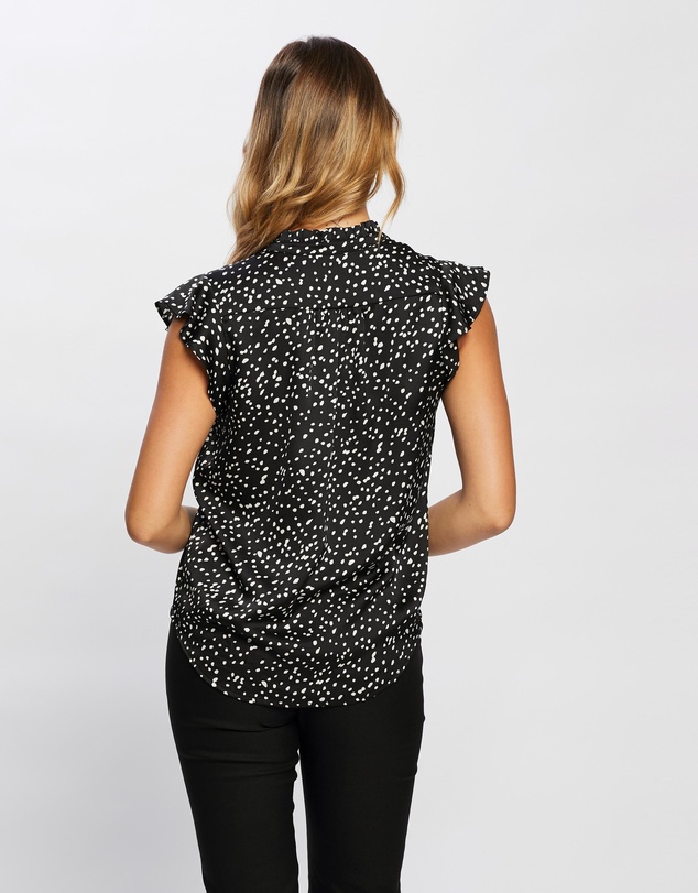 Atmos&Here - Ruffle Neck Button Through Top