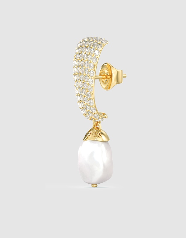 GUESS - GUESS Ladies Gold-Tone 32mm Pearly Pave Pendants