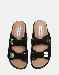 Steve Madden - Bigschmona Black/Black Suede Sandals