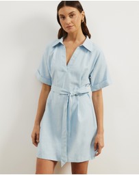 Atmos&Here - Britt Linen Blend Belted Mini Dress