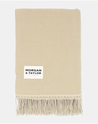 Morgan & Taylor - Abstract Artist Throw Blanket in Beige