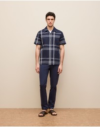 Trenery - Seersucker Check Camp Shirt in Navy