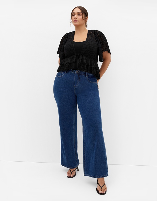 City Chic - Plus size Lily Lace Top - black