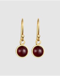 Elli Jewelry - Earrings Ear Hanger Basic Round with Garnet Gemstone in 925 Sterling Silver gold plated