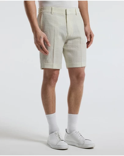 Calibre - Seersucker Check Shorts Stone