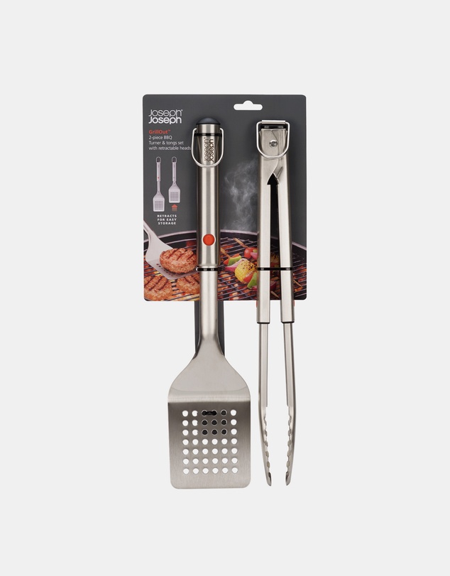 Joseph Joseph - GrillOut™ 2-piece BBQ Turner & Tongs Set with Retractable Heads