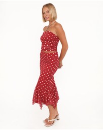 Petal & Pup - Tullia Mesh Midi Skirt - Red Polka Dot