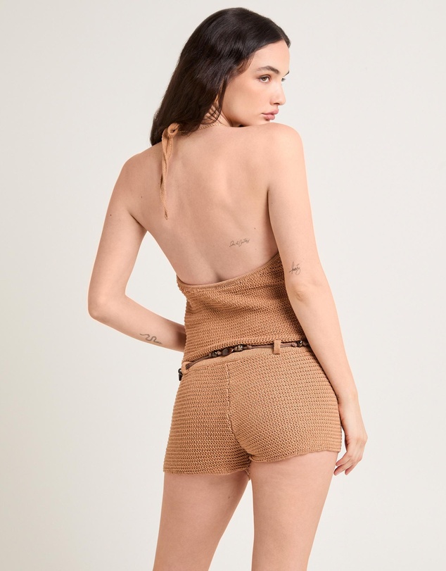 Alice In The Eve - Clara Metallic Knit Halter Top