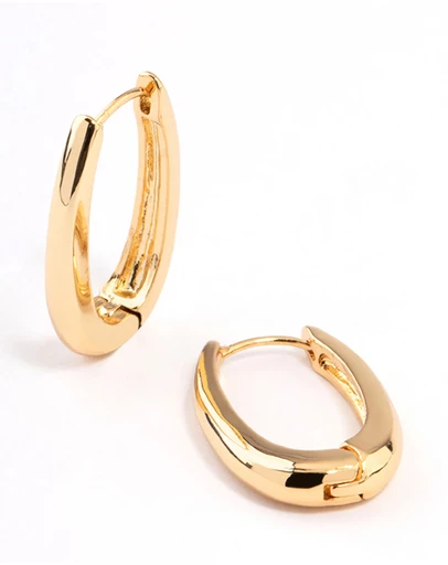 Lovisa - Gold Plated Long Oval Plain Huggie Earrings