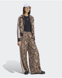 adidas Originals - SATIN SNAKE PRINT WIDE LEG TRACK PANTS Womens