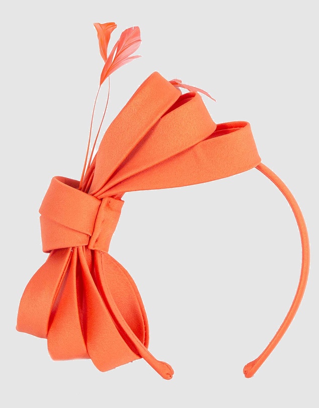 Max Alexander - Large Orange Satin Bow Racing Fascinator