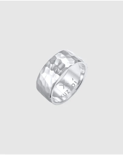 Kuzzoi - ICONIC EXCLUSIVE - Hammered Band Ring in 925 Sterling Silver