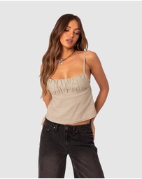 EDIKTED - Linen Look Open Back Top