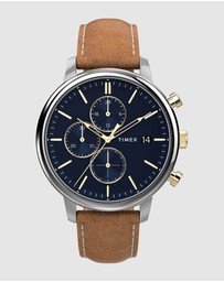 TIMEX - Chicago Chrono Blue Dial and Tan Strap