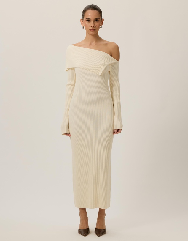 Tussah - Chloe Off Shoulder Knitted Midi Dress