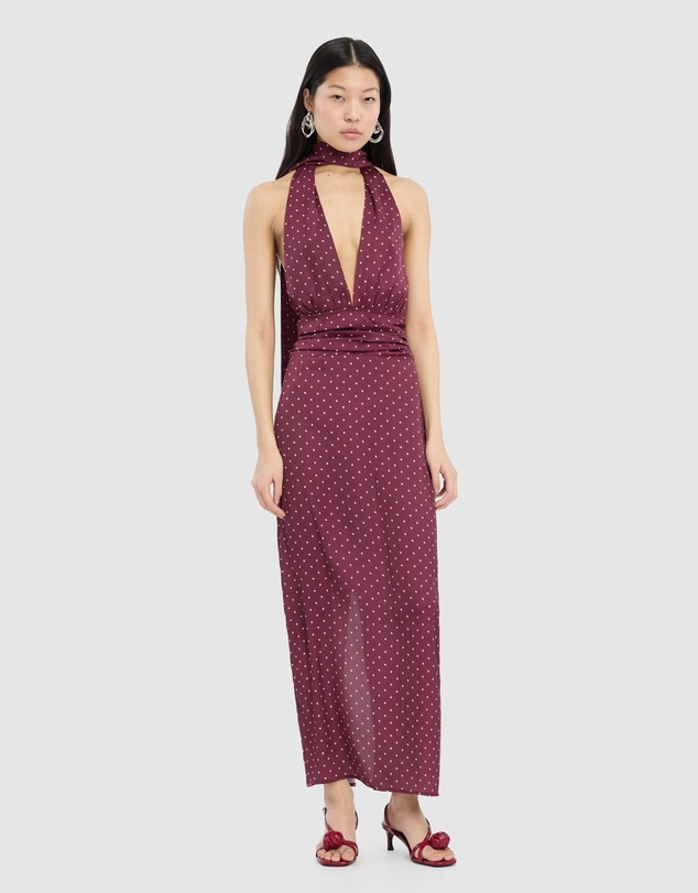 ROTATE - Dot Halterneck Scarf Dress