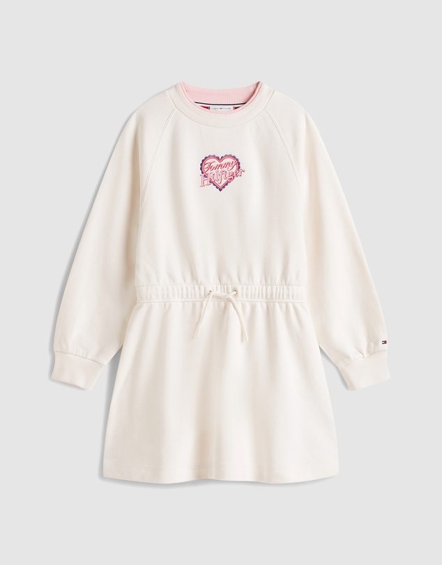Tommy Hilfiger - Heart Embroidery Drawstring Waist Sweatshirt Dress - Teens