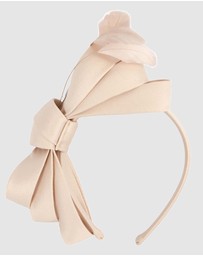 Max Alexander - Large Nude Satin Bow Racing Fascinator