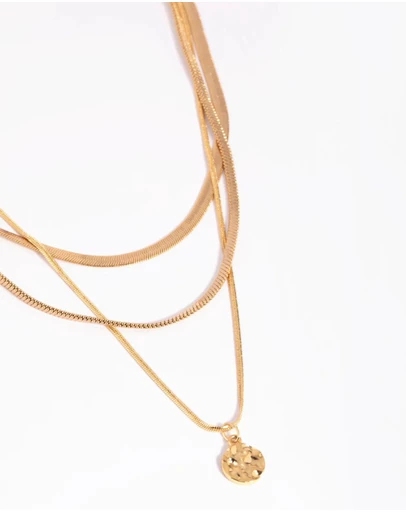 Lovisa - Gold Plated Snake Chain & Disc Necklace Pack