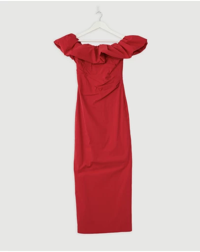 Revibe - Repaired Shona Joy Campbell Off Shoulder Bubble Maxi Dress - AU 8