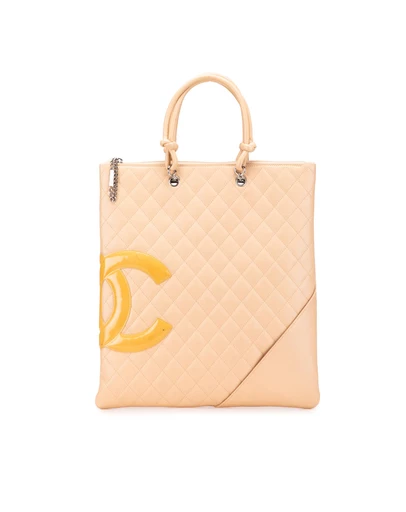 Pre-Loved by Azura Reborn - Pre-Loved Quilted Lambskin Cambon Ligne Flat Tote