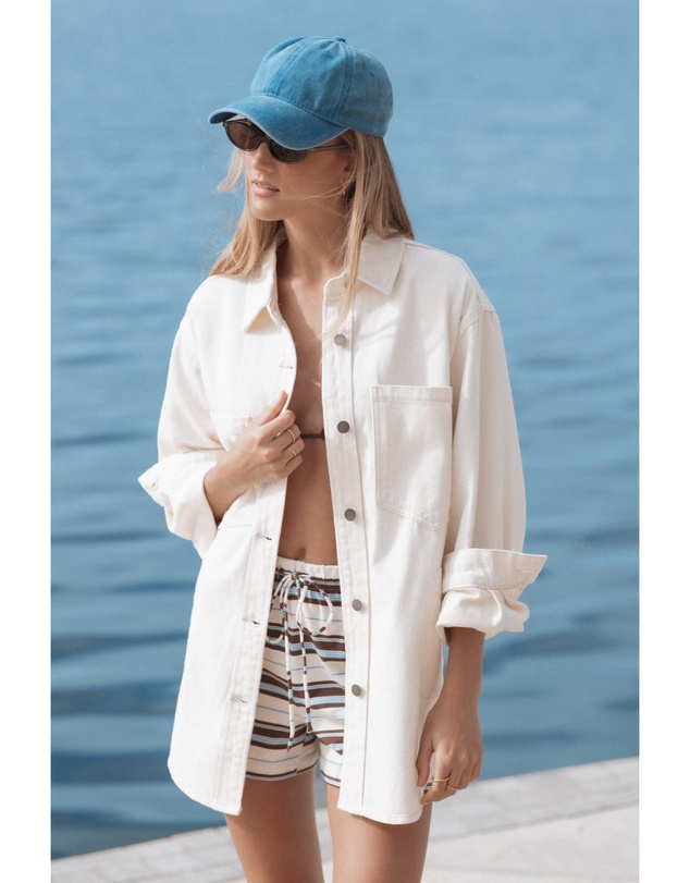Petal & Pup - Toto Denim Shacket - Ivory
