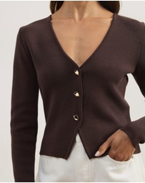 Atmos&Here - Emmi Structured Knit Cardigan Compact Knit with Gold Button