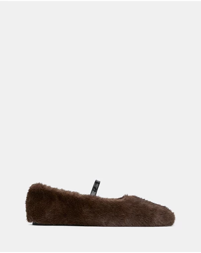 ARKET - Faux-Fur Mary Jane Flats