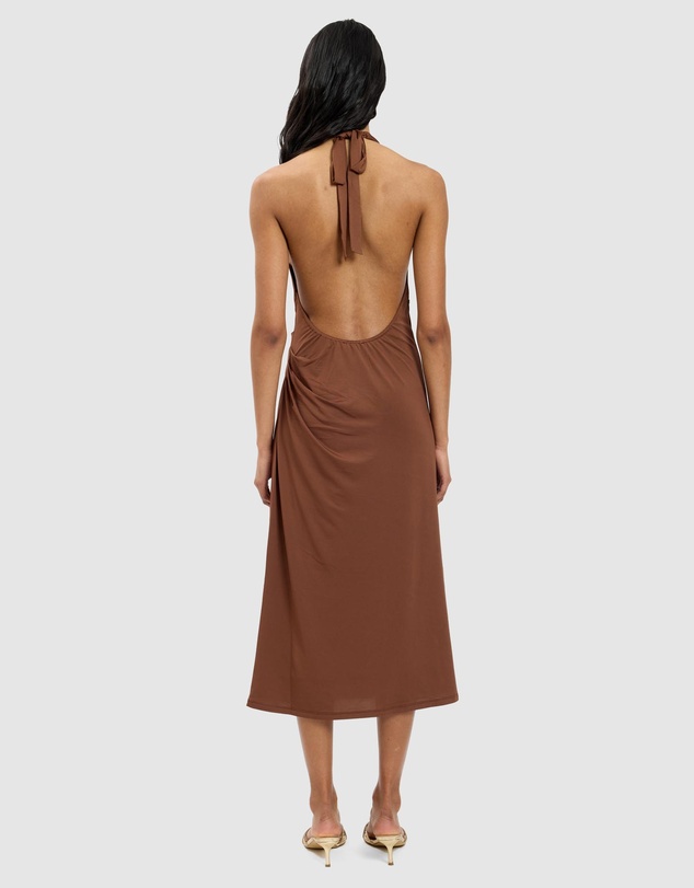 With Harper Lu - Pleated Backless Halter Dress