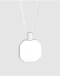 Kuzzoi - ICONIC EXCLUSIVE - Necklace Male Square Enamel Armoured Chain 925 Sterling Silver