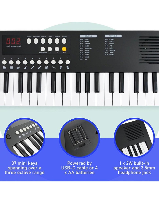 iWorld - Axus Mini Keyboard 37 Key Keyboard - Black