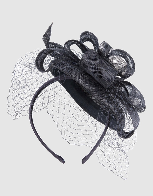 Max Alexander - Sinamay Navy Veil Fascinator