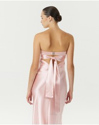 Third Form - Satin Tie Back Strapless Midi Dress