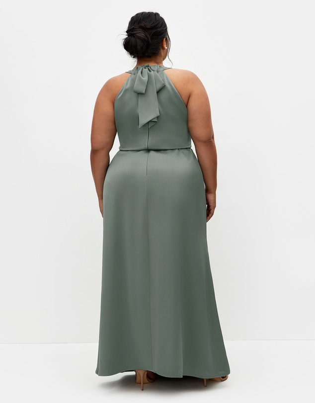City Chic - Plus size Celina Halter Maxi Dress - sage