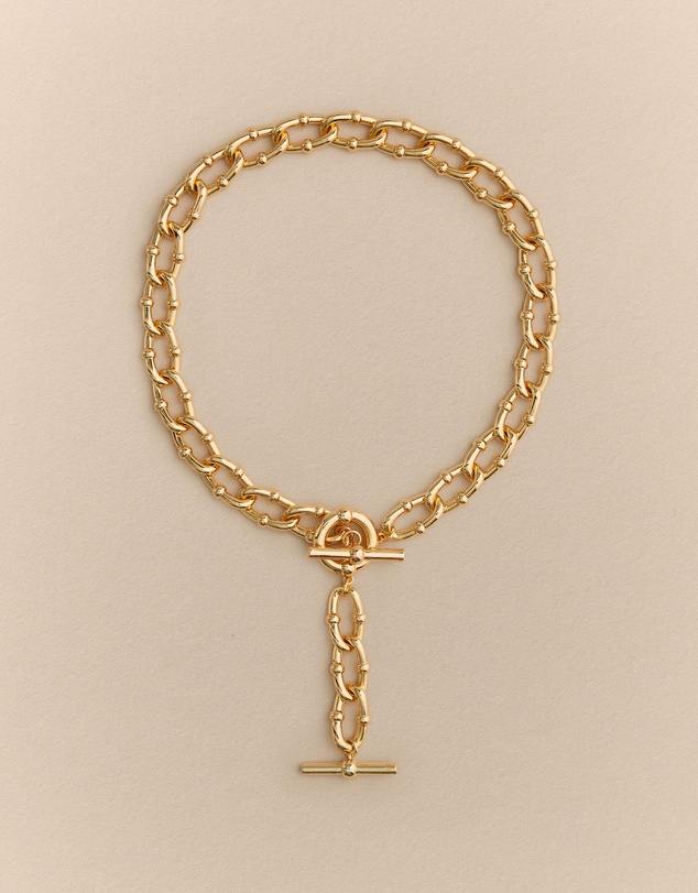 Trenery - Signature Link Fob Necklace in Gold