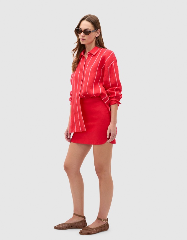 Seed Heritage - Core Linen Curve Hem Mini Skirt