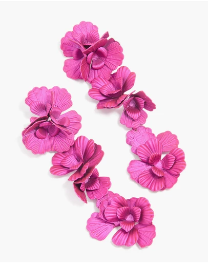 Lovisa - Fuschia Pink Coated Metal Triple Flower Drop Earrings