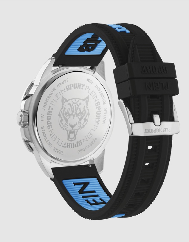 Plein Sport - PLEIN RAMPAGE 44mm Black dial and Black Blue Silicone strap