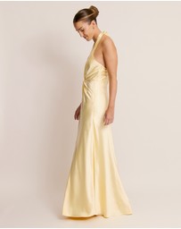 Six Stories - Plunge knot Detail Satin Bridesmaid Dress