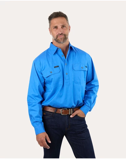 Ringers Western - King River Mens Half Button Work Shirt