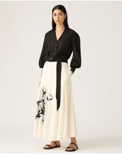 MOS The Label - Lis Embroidery Midi Skirt