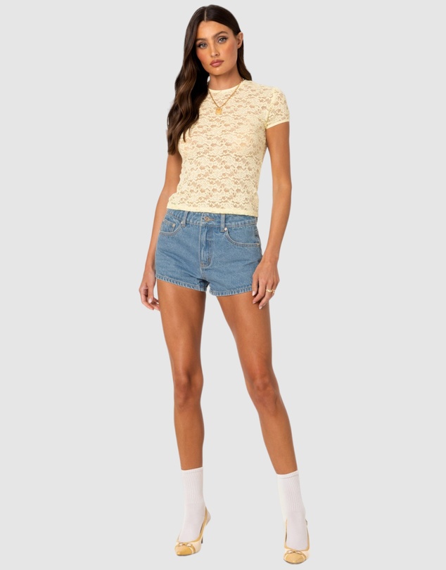 EDIKTED - Kaori Sheer Lace T Shirt