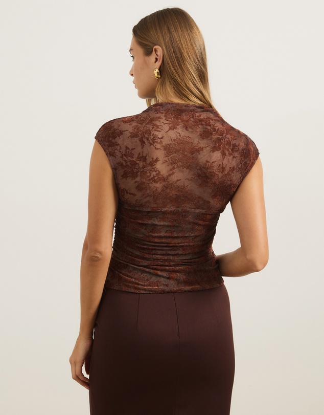 Atmos&Here - Lila Burnout Sheer Panel Top
