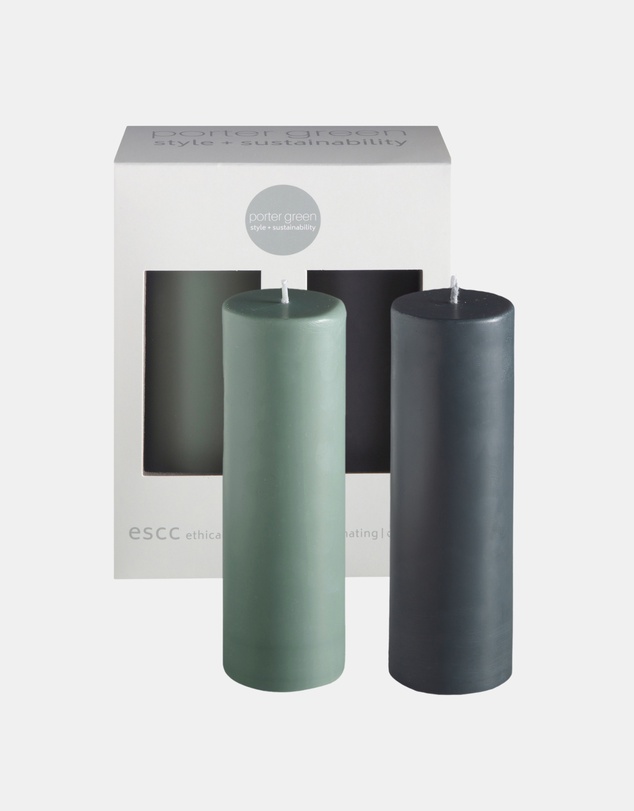 porter green - escc medium pillar candle soy-blend unscented candles